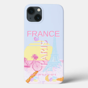 Parijs, Frankrijk, Reiskunst, Preppy, Blauw Case-Mate iPhone Case