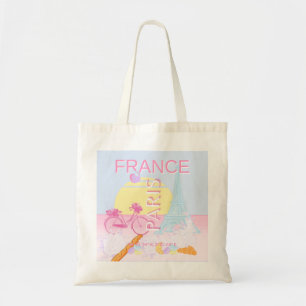 Parijs, Frankrijk, Reiskunst, Preppy, Blauw Tote Bag