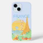Parijs, Frankrijk, Reiskunst, Preppy, Pastel, Blau Case-Mate iPhone Case (Achterkant)