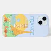 Parijs, Frankrijk, Reiskunst, Preppy, Pastel, Blau Case-Mate iPhone Case (Achterkant (horizontaal))