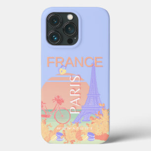 Parijs, Frankrijk, Reiskunst, Preppy, Pastel, Blau Case-Mate iPhone Case