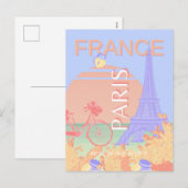 Parijs, Frankrijk, Reiskunst, Preppy, Pastel, Blau Feestdagenkaart (Voorkant / Achterkant)