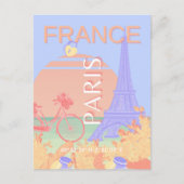 Parijs, Frankrijk, Reiskunst, Preppy, Pastel, Blau Feestdagenkaart (Voorkant)