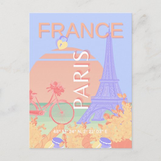 Parijs, Frankrijk, Reiskunst, Preppy, Pastel, Blau Feestdagenkaart (Voorkant)