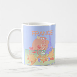 Parijs, Frankrijk, Reiskunst, Preppy, Pastel, Blau Koffiemok