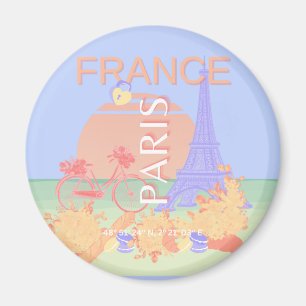 Parijs, Frankrijk, Reiskunst, Preppy, Pastel, Blau Magneet