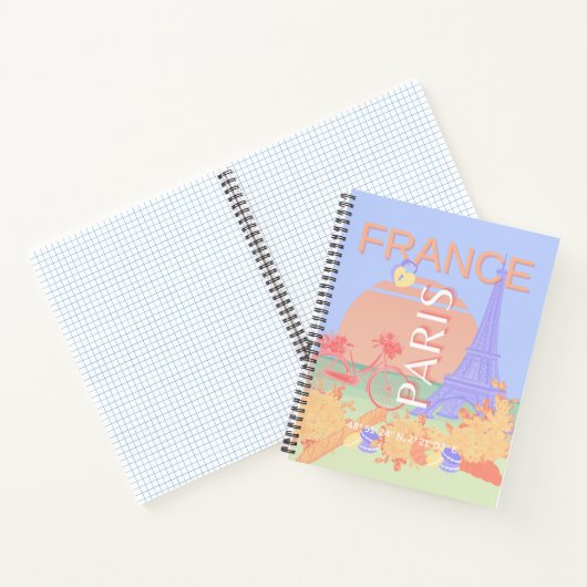 Parijs, Frankrijk, Reiskunst, Preppy, Pastel, Blau Notitieboek (Binnen)