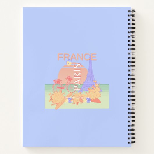 Parijs, Frankrijk, Reiskunst, Preppy, Pastel, Blau Notitieboek (Achterkant)