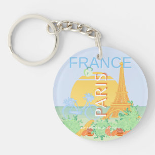 Parijs, Frankrijk, Reiskunst, Preppy, Pastel, Blau Sleutelhanger