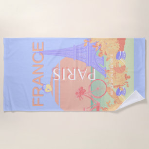 Parijs, Frankrijk, Reiskunst, Preppy, Pastel, Blau Strandlaken