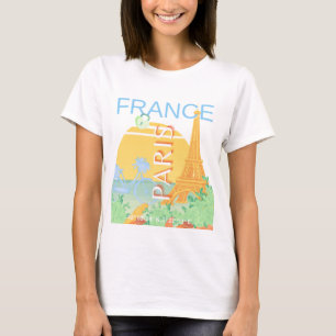 Parijs, Frankrijk, Reiskunst, Preppy, Pastel, Blau T-shirt