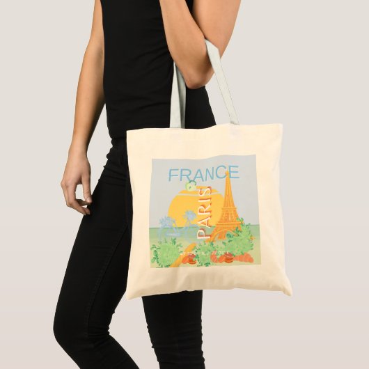 Parijs, Frankrijk, Reiskunst, Preppy, Pastel, Blau Tote Bag (Voorkant (product))
