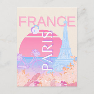 Parijs, Frankrijk, Reiskunst, Preppy, Pastel Feestdagenkaart