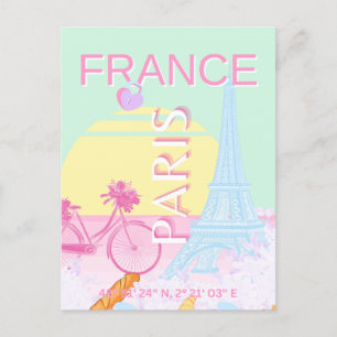 Parijs, Frankrijk, Reiskunst, Preppy, Pastel, Groe Feestdagenkaart
