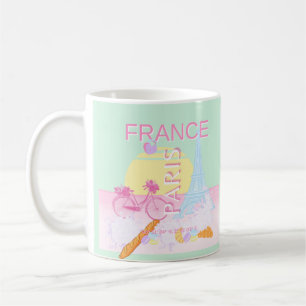 Parijs, Frankrijk, Reiskunst, Preppy, Pastel, Groe Koffiemok