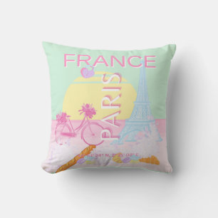 Parijs, Frankrijk, Reiskunst, Preppy, Pastel, Groe Kussen
