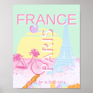 Parijs, Frankrijk, Reiskunst, Preppy, Pastel, Groe Poster
