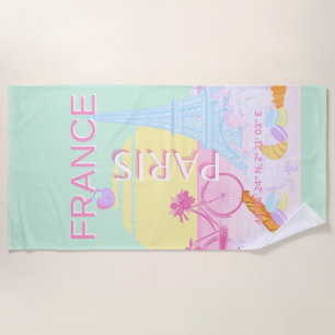 Parijs, Frankrijk, Reiskunst, Preppy, Pastel, Groe Strandlaken