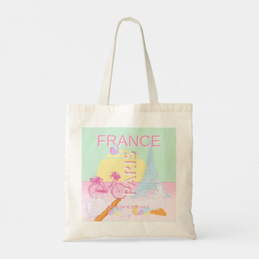 Parijs, Frankrijk, Reiskunst, Preppy, Pastel, Groe Tote Bag (Achterkant)