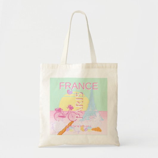 Parijs, Frankrijk, Reiskunst, Preppy, Pastel, Groe Tote Bag (Voorkant)