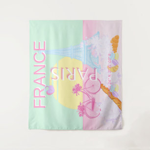 Parijs, Frankrijk, Reiskunst, Preppy, Pastel, Groe Wandkleed