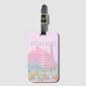 Parijs, Frankrijk, Reiskunst, Preppy, Pastel, Roze Bagagelabel (Voorkant (verticaal))