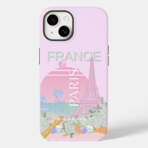Parijs, Frankrijk, Reiskunst, Preppy, Pastel, Roze Case-Mate iPhone 14 Hoesje