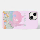 Parijs, Frankrijk, Reiskunst, Preppy, Pastel, Roze Case-Mate iPhone Case (Achterkant (horizontaal))
