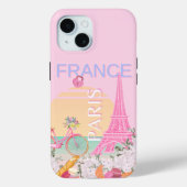 Parijs, Frankrijk, Reiskunst, Preppy, Pastel, Roze Case-Mate iPhone Case (Achterkant)