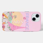 Parijs, Frankrijk, Reiskunst, Preppy, Pastel, Roze Case-Mate iPhone Case (Achterkant (horizontaal))