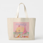 Parijs, Frankrijk, Reiskunst, Preppy, Pastel, Roze Grote Tote Bag (Achterkant)