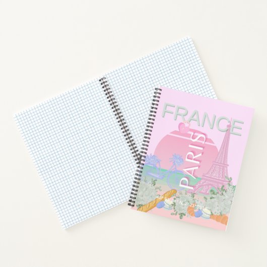 Parijs, Frankrijk, Reiskunst, Preppy, Pastel, Roze Notitieboek (Binnen)