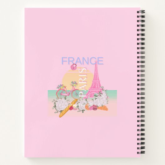 Parijs, Frankrijk, Reiskunst, Preppy, Pastel, Roze Notitieboek (Achterkant)
