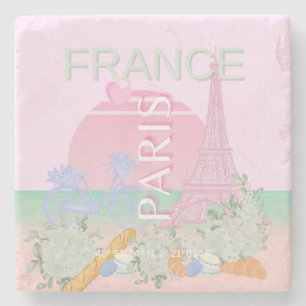 Parijs, Frankrijk, Reiskunst, Preppy, Pastel, Roze Stenen Onderzetter