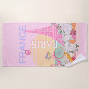 Parijs, Frankrijk, Reiskunst, Preppy, Pastel, Roze Strandlaken