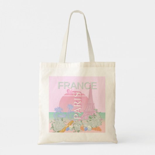 Parijs, Frankrijk, Reiskunst, Preppy, Pastel, Roze Tote Bag (Achterkant)