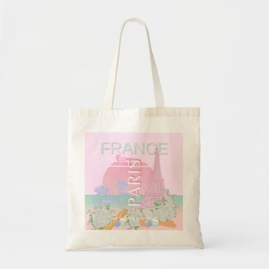 Parijs, Frankrijk, Reiskunst, Preppy, Pastel, Roze Tote Bag (Voorkant)