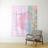 Parijs, Frankrijk, Reiskunst, Preppy, Pastel, Roze Wandkleed (In situ)