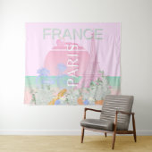 Parijs, Frankrijk, Reiskunst, Preppy, Pastel, Roze Wandkleed (In Situ (horizontaal))