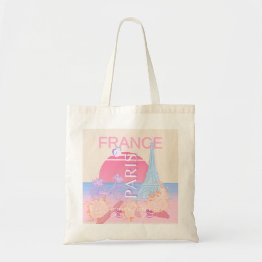 Parijs, Frankrijk, Reiskunst, Preppy, Pastel Tote Bag (Voorkant)