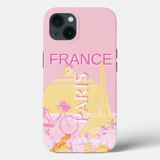 Parijs, Frankrijk, Reiskunst, Preppy, Roze Case-Mate iPhone Case (Achterkant)