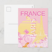 Parijs, Frankrijk, Reiskunst, Preppy, Roze Feestdagenkaart (Voorkant / Achterkant)