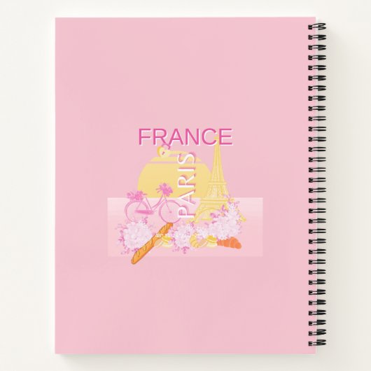 Parijs, Frankrijk, Reiskunst, Preppy, Roze Notitieboek (Achterkant)
