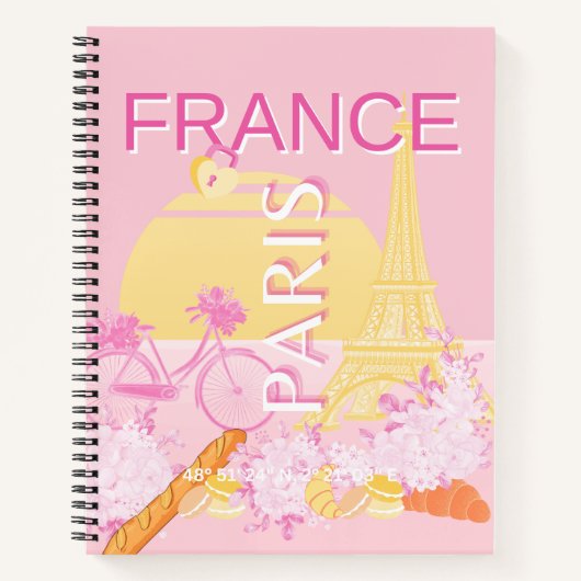 Parijs, Frankrijk, Reiskunst, Preppy, Roze Notitieboek (Voorkant)