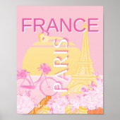 Parijs, Frankrijk, Reiskunst, Preppy, Roze Poster (Voorkant)