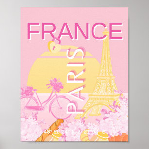 Parijs, Frankrijk, Reiskunst, Preppy, Roze Poster