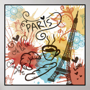 Parijs, Frankrijk, Reisposter Poster