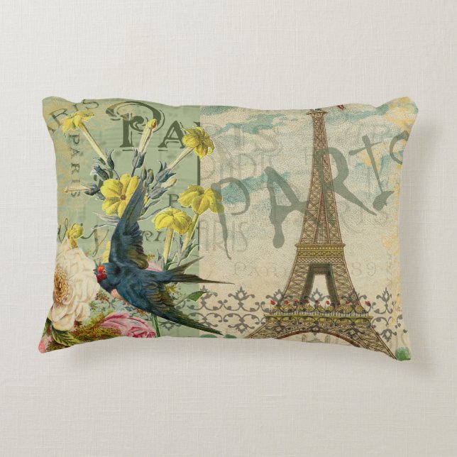 Parijs Frankrijk Reizen  Antiek kunstschilderkunst Accent Kussen (Achterkant)