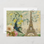 Parijs Frankrijk Reizen  Antiek kunstschilderkunst Briefkaart (Voorkant / Achterkant)