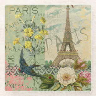 Parijs Frankrijk Reizen  Antiek kunstschilderkunst Glazen Onderzetter